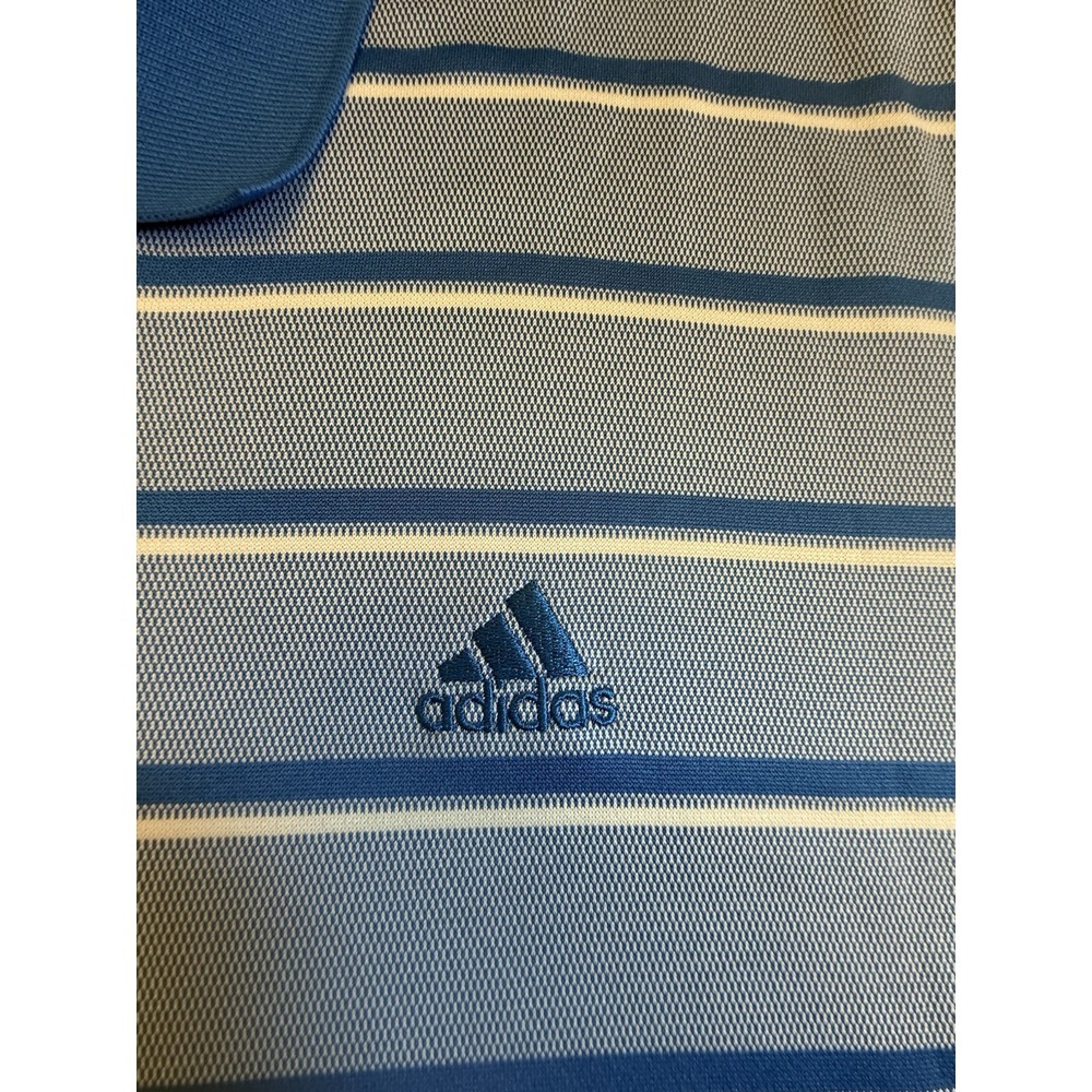 Adidas Men's Short Sleeve Polo Shirt Blue White Striped 2XL Outdoors Golfing-505 - Picture 2 of 7